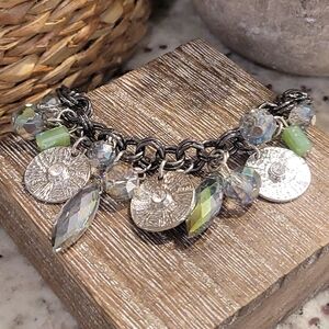 Silver and Green Charm Bracelet